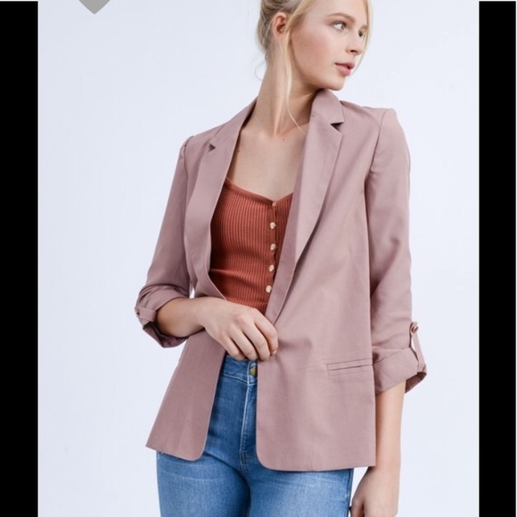 Jackets & Blazers - Mauve cuff sleeve blazer